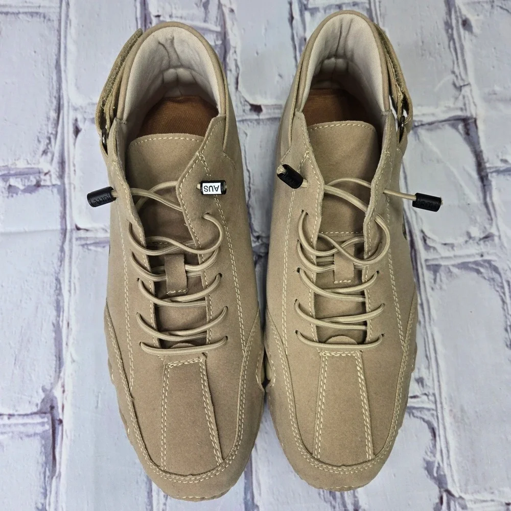 LDECK Tan Suede Mid Top Lace Up Boots Driving Shoes Casual Comfort Shoes Size 39